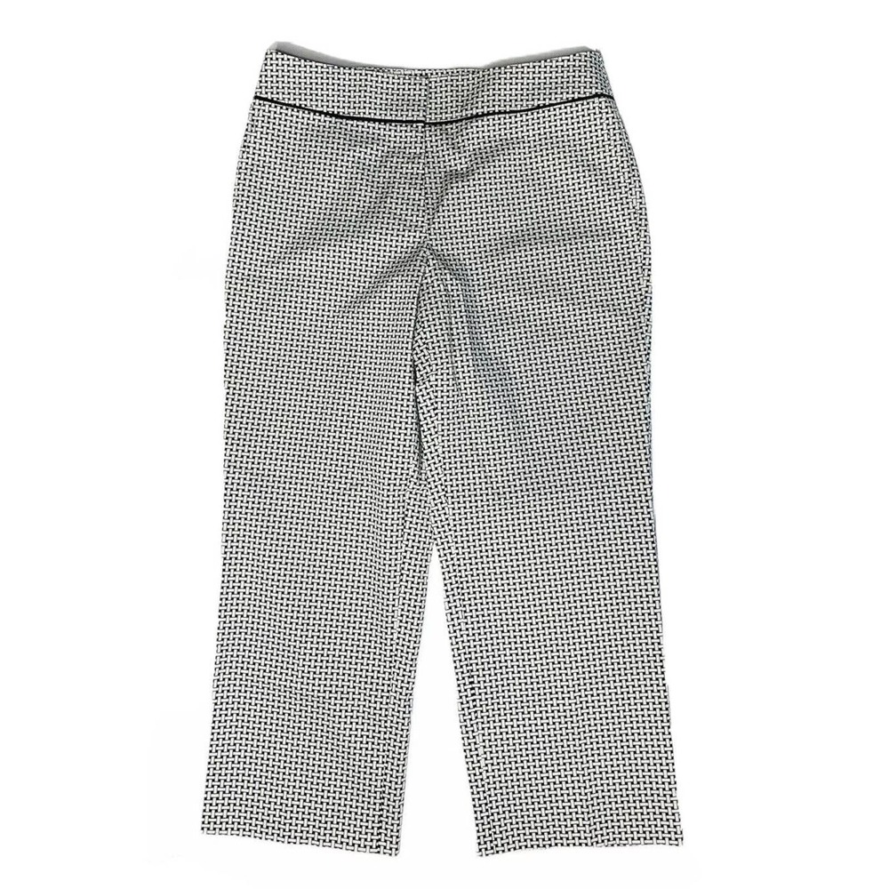 NEW Womens Talbots Stretch Basket Weave‎ Black White Capri Crop Pants Size 6